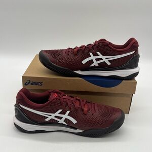 ASICS Men's Gel-Resolution 9 Men 10 Antique RED White Clay Tennis Sneakers Shoes